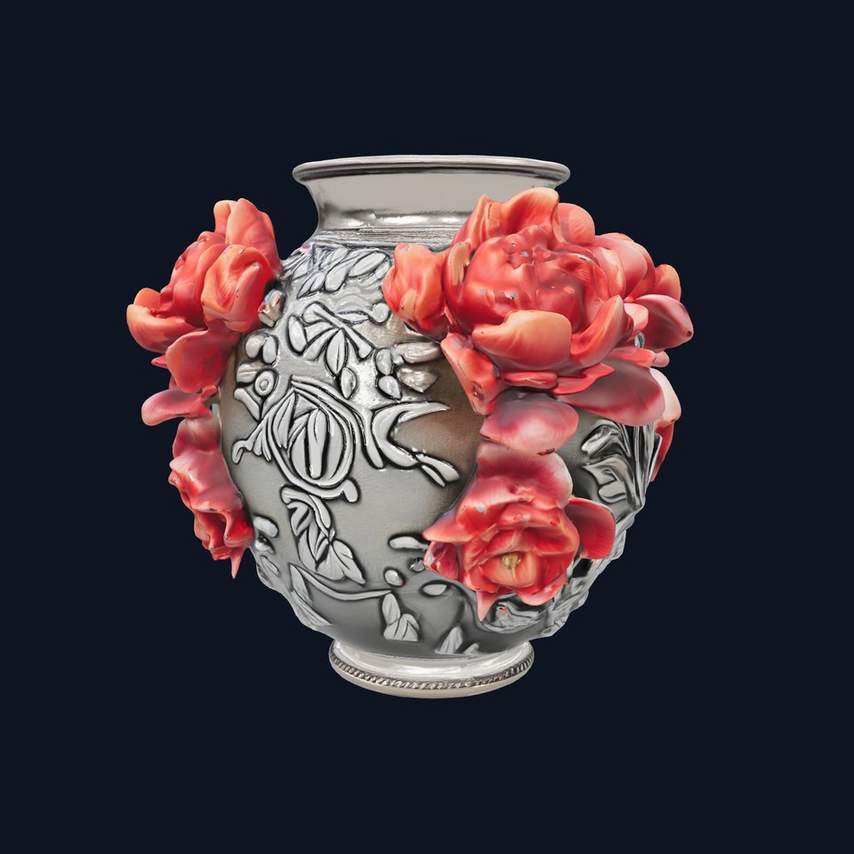 Ornate Floral Vase D Model Pack